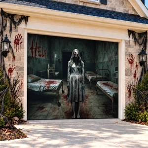 7 x 9 ft Halloween Garage Door Cover Ghost, Horror Hospital Garage Decoration, for Single or Double Garage Door, Haunted House Garage, Halloween Horror Decor 7 x 9 ft Halloween Garage Door Cover Ghost, Horror Hospital Garage Decoration, for Single or Double Garage Door, Haunted House Garage, Halloween Horror Decor