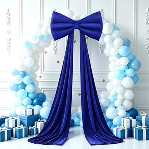 Large Velvet Bow Party Backdrop Decor, 78.7x23.6 Inch Blue 1pcs 3D Sponge-filled, Reusable, Giant Velvet Bow Long Ribbon Streamers for Weddings, Parties, Baby Showers, Christmas Wall Large Velvet Bow Party Backdrop Decor, 78.7x23.6 Inch Blue 1pcs 3D Sponge-filled, Reusable, Giant Velvet Bow Long Ribbon Streamers for Weddings, Parties, Baby Showers, Christmas Wall