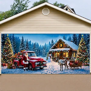 Christmas Garage Door Cover, 7' x 16' Snowy Christmas Cottage Design Dual-Fastening, HD Printing, Cinematic Visuals, Easy Setup & Removal, Premium Fabric, Wall Banner, Party Backdrop Christmas Garage Door Cover, 7' x 16' Snowy Christmas Cottage Design Dual-Fastening, HD Printing, Cinematic Visuals, Easy Setup & Removal, Premium Fabric, Wall Banner, Party Backdrop