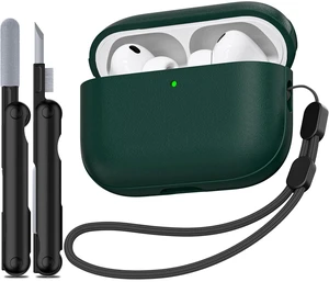 for AirPods Pro 3 Case 2025, (Leather Texture) Full-Body Protective Airpods Pro 3rd Generation Case with Lanyard & Cleaner Kit, Wireless Charging Support, Front LED Visible (Green) for AirPods Pro 3 Case 2025, (Leather Texture) Full-Body Protective Airpods Pro 3rd Generation Case with Lanyard & Cleaner Kit, Wireless Charging Support, Front LED Visible (Green)