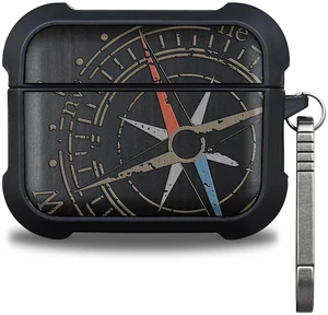 Black Solid Wood for AirPods Pro 3 Case (2025), Compass Adventure AirPods Pro Case 3rd Generation, Titanium metal Quick Released Keychain, Compatible with Wireless Charging, Hand-Drawn Style Black Solid Wood for AirPods Pro 3 Case (2025), Compass Adventure AirPods Pro Case 3rd Generation, Titanium metal Quick Released Keychain, Compatible with Wireless Charging, Hand-Drawn Style
