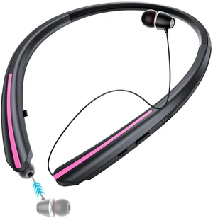 Neckband Retractable Bluetooth Headphones, Wireless Headset with 22H Playtime, Sweat-Resistant Sports, Dual Device Connect, Noise Cancelling Earphones with Mic (Pink) Neckband Retractable Bluetooth Headphones, Wireless Headset with 22H Playtime, Sweat-Resistant Sports, Dual Device Connect, Noise Cancelling Earphones with Mic (Pink)