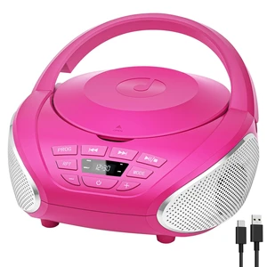 CD Player Portable Boombox Radio CD Players with Dual Speakers (Pink) CD Player Portable Boombox Radio CD Players with Dual Speakers (Pink)