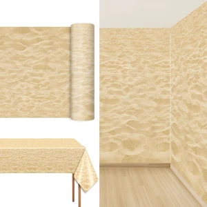 Beach Sand Tablecloth Roll 100FT x 51 Inch Disposable Summer & Tropical-Themed Events Plastic Wall Backdrop for Travel, Photo Booth Props, Birthday Decor Beach Sand Tablecloth Roll 100FT x 51 Inch Disposable Summer & Tropical-Themed Events Plastic Wall Backdrop for Travel, Photo Booth Props, Birthday Decor