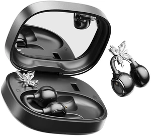 Open Ear Clip on Earbuds Bluetooth 6.0, Powder Case with LED Mirror, Detachable Crystal Butterfly Ear Clips & Bracelet, IPX6 40H Playtime, Cute Wireless Earbuds for Women Girls Gifts (Black) Open Ear Clip on Earbuds Bluetooth 6.0, Powder Case with LED Mirror, Detachable Crystal Butterfly Ear Clips & Bracelet, IPX6 40H Playtime, Cute Wireless Earbuds for Women Girls Gifts (Black)