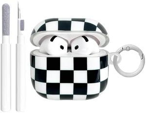for Airpods 4 Case Clear,Cute Checkerboard Pattern for Airpods 4 Aesthetic Retro Soft TPU for Airpods 4th Generation Case with Girly Colorful Carabiner&Cleaning Pen Women Girls-Black+White for Airpods 4 Case Clear,Cute Checkerboard Pattern for Airpods 4 Aesthetic Retro Soft TPU for Airpods 4th Generation Case with Girly Colorful Carabiner&Cleaning Pen Women Girls-Black+White