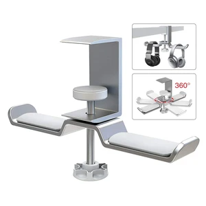 Dual Rotatable Headphone Stand Hanger Under Desk Clamp Headphone Holder Aluminum, 11lb Load Capacity, Compatible with Universal Headphones, Silver 6A-13SV Dual Rotatable Headphone Stand Hanger Under Desk Clamp Headphone Holder Aluminum, 11lb Load Capacity, Compatible with Universal Headphones, Silver 6A-13SV