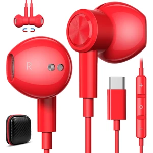 Magnetic USB-C Wired Earbuds HiFi Stereo Headphones with Mic, Red Type-C Earbuds with Control Button for iPhone Duo 18 Pro Max 17 16 Samsung S26 FE OnePlus 15 Wired Earphones for Call Workout Magnetic USB-C Wired Earbuds HiFi Stereo Headphones with Mic, Red Type-C Earbuds with Control Button for iPhone Duo 18 Pro Max 17 16 Samsung S26 FE OnePlus 15 Wired Earphones for Call Workout