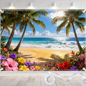 8×6ft Summer Hawaiian Beach Backdrop, Tropical Beach Background for Decor Premium Polyester Fabric,Foldable,Excellent Shooting Effect as a Summer Hawaii Backdrop,Great for Luau Beach Party Decoration 8×6ft Summer Hawaiian Beach Backdrop, Tropical Beach Background for Decor Premium Polyester Fabric,Foldable,Excellent Shooting Effect as a Summer Hawaii Backdrop,Great for Luau Beach Party Decoration