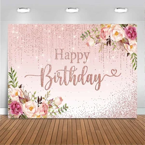 Happy Birthday Backdrop Decorations for Women Pink Flowers Glitters Birthday Banner Photo Background Party Decorations (pink, 7x5ft (82x60 inch)) Happy Birthday Backdrop Decorations for Women Pink Flowers Glitters Birthday Banner Photo Background Party Decorations (pink, 7x5ft (82x60 inch))