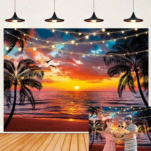Sunset Beach Backdrop Seaside Palm Tree Photography Background Summer Tropical Hawaii Scenery Banner for Aloha Luau Wedding Holiday Birthday Party Decorations Supplies (120x96 inch (10x8FT)) Sunset Beach Backdrop Seaside Palm Tree Photography Background Summer Tropical Hawaii Scenery Banner for Aloha Luau Wedding Holiday Birthday Party Decorations Supplies (120x96 inch (10x8FT))
