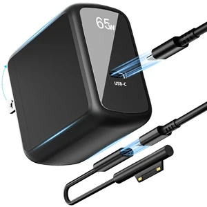 65W GaN Surface Pro Charger, 2-in-1 Power Adapter for Microsoft Surface Pro 3/4/5/6/7/8/9/10/11/12/X, Surface Book, Surface Laptop & Tablet, USB-C Fast Charger with Magnetic Surface Connector 65W GaN Surface Pro Charger, 2-in-1 Power Adapter for Microsoft Surface Pro 3/4/5/6/7/8/9/10/11/12/X, Surface Book, Surface Laptop & Tablet, USB-C Fast Charger with Magnetic Surface Connector
