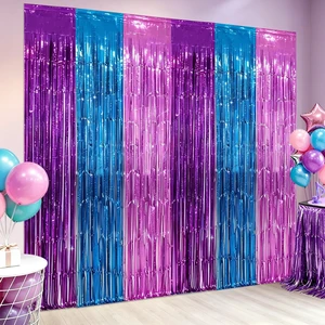 Purple Blue Pink Fringe Curtains Backdrop Birthday Party Decorations, 4 PCS 3.28 x 6.56 Ft Music Themed Tinsel Metallic Streamer Banner Photo Booth Props for Music Disco Mermaid Party Decor Supplies Purple Blue Pink Fringe Curtains Backdrop Birthday Party Decorations, 4 PCS 3.28 x 6.56 Ft Music Themed Tinsel Metallic Streamer Banner Photo Booth Props for Music Disco Mermaid Party Decor Supplies