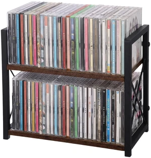 CD Storage Shelf for Display Wooden Metal CD Holder Desk Rack Organizer Sturdy Game Disc Display CD Organizer for Countertop Storage Media Shelf Home Office Ideal for Music Enthusiasts (Black) CD Storage Shelf for Display Wooden Metal CD Holder Desk Rack Organizer Sturdy Game Disc Display CD Organizer for Countertop Storage Media Shelf Home Office Ideal for Music Enthusiasts (Black)
