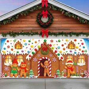 Christmas Garage Door Banner Decor, 16 x 7 ft, Gingerbread House Christmas Garage Door Banner Decor, 16 x 7 ft, Gingerbread House