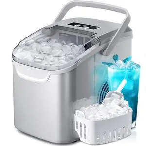 Countertop Ice Maker,26Lbs/24H, 2 Sizes of Ice, Self-Cleaning,Grey | 8 Bullet-Shaped Ice Cubes Ready in 6 Mins, Portable Ice Machine with Ice Scoop and Basket for Home/Kitchen Countertop Ice Maker,26Lbs/24H, 2 Sizes of Ice, Self-Cleaning,Grey | 8 Bullet-Shaped Ice Cubes Ready in 6 Mins, Portable Ice Machine with Ice Scoop and Basket for Home/Kitchen