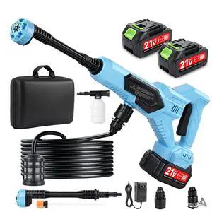 Cordless Portable Washer 21V, 1700PSI Portable Power Washer with 5M Hose & 6-in-1 Nozzle, 2×3.0Ah Battery, Up to 40 Minutes Runtime, Spray Distance 12M for Car Home Outdoor Patio Garden Cordless Portable Washer 21V, 1700PSI Portable Power Washer with 5M Hose & 6-in-1 Nozzle, 2×3.0Ah Battery, Up to 40 Minutes Runtime, Spray Distance 12M for Car Home Outdoor Patio Garden