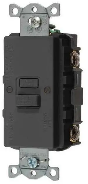 Hubbell Wiring Device-Kellems GFCI Receptacle, Black, Nylon, Back GFBF20BK - 1 Each Hubbell Wiring Device-Kellems GFCI Receptacle, Black, Nylon, Back GFBF20BK - 1 Each