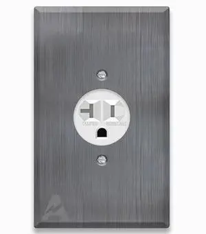 Single Receptacle Outlet Kit, 20 Amp Commercial Grade Electrical Outlet for Appliances, with Stainless Steel Oversized Metal Wall Plate Cover, Convenient Single Receptacle Bundle Single Receptacle Outlet Kit, 20 Amp Commercial Grade Electrical Outlet for Appliances, with Stainless Steel Oversized Metal Wall Plate Cover, Convenient Single Receptacle Bundle