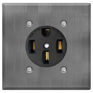 NEMA 14-50R Receptacle with 2-Gang Wall Plate 50 Amp 125/250V Outlet for EV Chargers, RVs, Dryers UL Listed, 3-Pole 4-Wire, Industrial Grade Socket with Metal Cover, Made in USA NEMA 14-50R Receptacle with 2-Gang Wall Plate 50 Amp 125/250V Outlet for EV Chargers, RVs, Dryers UL Listed, 3-Pole 4-Wire, Industrial Grade Socket with Metal Cover, Made in USA