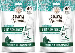 2 in 1 Dental Floss Picks - Non-Slip Grip Handle, Slide Easy, No Break or Shred Flosser - Complete Oral Care with Interdental Pick for Healthy Teeth & Gums - Mint Flavor, 40 Count (2 Pack) 2 in 1 Dental Floss Picks - Non-Slip Grip Handle, Slide Easy, No Break or Shred Flosser - Complete Oral Care with Interdental Pick for Healthy Teeth & Gums - Mint Flavor, 40 Count (2 Pack)