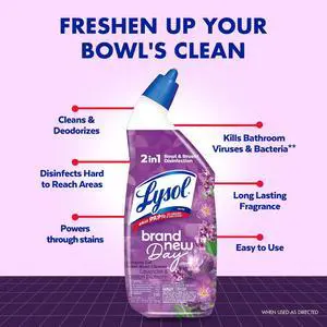 Lysol Toilet Bowl Cleaner Clinging Gel, Disinfecting Bathroom Cleaner and Toilet Bowl Stain Remover, Lavender & Cotton Blossom Scent, 24 fl oz (2 Pack) Lysol Toilet Bowl Cleaner Clinging Gel, Disinfecting Bathroom Cleaner and Toilet Bowl Stain Remover, Lavender & Cotton Blossom Scent, 24 fl oz (2 Pack)