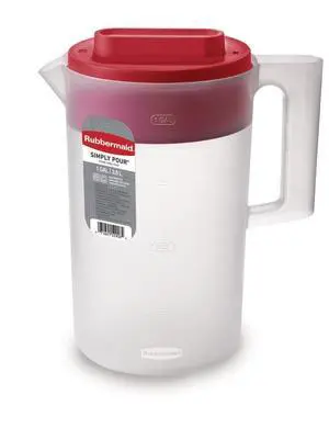 Rubbermaid, Pitcher, Simply Pour Clear/Red Pitcher Plastic 1 gal, plastic, 1 gal, helpful for family beverage service, A Practical Choice for Everyday Beverage Serving Rubbermaid, Pitcher, Simply Pour Clear/Red Pitcher Plastic 1 gal, plastic, 1 gal, helpful for family beverage service, A Practical Choice for Everyday Beverage Serving