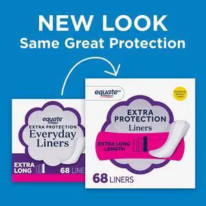 Equate Extra Protection Everyday Panty Liners, Extra Long Length, 68 Count Equate Extra Protection Everyday Panty Liners, Extra Long Length, 68 Count