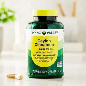 Spring Valley Ceylon Cinnamon Dietary Supplement Vegetarian Capsules for Metabolism Support, 1,200 mg, 120 Count Spring Valley Ceylon Cinnamon Dietary Supplement Vegetarian Capsules for Metabolism Support, 1,200 mg, 120 Count
