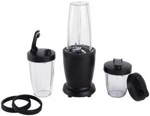 Mainstays 10-Piece Blender Set, Black, 300W, with 3 Jars (10oz, 16oz, 18oz), 2 Drinking Lids, Stainless Steel Blade Mainstays 10-Piece Blender Set, Black, 300W, with 3 Jars (10oz, 16oz, 18oz), 2 Drinking Lids, Stainless Steel Blade