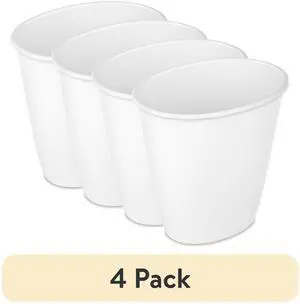 (4 pack) Sterilite Small Bathroom Trash Can, 1.5 Gallon Plastic Garbage Bucket Bin with No Lid, White (4 pack) Sterilite Small Bathroom Trash Can, 1.5 Gallon Plastic Garbage Bucket Bin with No Lid, White