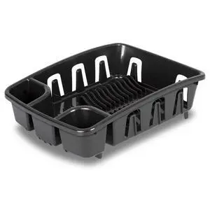 Sterilite DrainRack, Dishrack and Drainboard All-in-One, Inclined Base for Draining, Black Sterilite DrainRack, Dishrack and Drainboard All-in-One, Inclined Base for Draining, Black