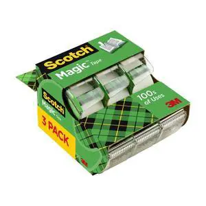Scotch Magic Tape Dispenser, Clear, ¾ in. x 325 in., 3 Dispensers Scotch Magic Tape Dispenser, Clear, ¾ in. x 325 in., 3 Dispensers