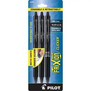 Pilot Frixion Clicker Erasable Gel Pens, Fine Point, Black Ink, 3 Count Pilot Frixion Clicker Erasable Gel Pens, Fine Point, Black Ink, 3 Count