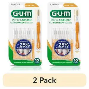 (2 pack) GUM Proxabrush Go-Betweens - Ultra Tight, Interdental Brushes, Soft Bristled Dental Picks, 10 Count (2 pack) GUM Proxabrush Go-Betweens - Ultra Tight, Interdental Brushes, Soft Bristled Dental Picks, 10 Count