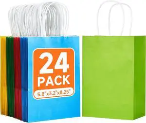 METAPRINT 24Pcs Paper Gift Bags with Handles, 5.8x3.2x8.25 Inch,Rainbow METAPRINT 24Pcs Paper Gift Bags with Handles, 5.8x3.2x8.25 Inch,Rainbow