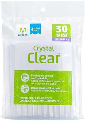 AdTech Hot Glue Sticks 4" Mini Size, Clear, 30 Sticks AdTech Hot Glue Sticks 4" Mini Size, Clear, 30 Sticks