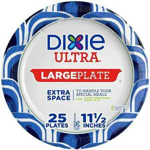 Dixie Ultra, Large Paper Plates, 11 Inch, 25 Count, 3X Stronger*, Heavy Duty, Microwave-Safe, Soak-Proof, Cut Resistant, Great for Heavy, Messy Meals Dixie Ultra, Large Paper Plates, 11 Inch, 25 Count, 3X Stronger*, Heavy Duty, Microwave-Safe, Soak-Proof, Cut Resistant, Great for Heavy, Messy Meals