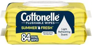 Cottonelle Summer Fresh Scented Flushable Wipes, 2 Packs, 42 Wipes per Pack Cottonelle Summer Fresh Scented Flushable Wipes, 2 Packs, 42 Wipes per Pack