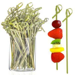 JtmyAota 100 Pack Bamboo Skewers, 4.7Inch Natural Bamboo Cocktail Picks for Appetizers, Cake, Dessert, Fruit, Party Decor JtmyAota 100 Pack Bamboo Skewers, 4.7Inch Natural Bamboo Cocktail Picks for Appetizers, Cake, Dessert, Fruit, Party Decor