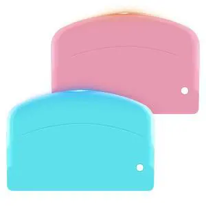 Bowl Scraper Dough Scraper 2-Pack, Flexible Plastic Kitchen Pastry Cutting Tool, Bread Dough Baking Cake Fondant Icing Food Scraper Bowl Scraper Dough Scraper 2-Pack, Flexible Plastic Kitchen Pastry Cutting Tool, Bread Dough Baking Cake Fondant Icing Food Scraper
