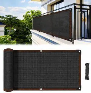 RAINFLOW 3x10ft Black Grid Balcony Privacy Screen RAINFLOW 3x10ft Black Grid Balcony Privacy Screen