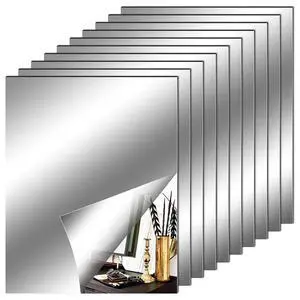 Fantasyon 10 Pack Flexible Mirror Tiles, Self-Adhesive Decorative Plastic Mirror Stickers, 20.32x25.40cm Fantasyon 10 Pack Flexible Mirror Tiles, Self-Adhesive Decorative Plastic Mirror Stickers, 20.32x25.40cm