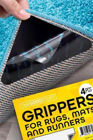 Four Rug Corner Grippers, Anti Slip Grips for Hardwood Floors, Laminate Flooring, and Carpet Four Rug Corner Grippers, Anti Slip Grips for Hardwood Floors, Laminate Flooring, and Carpet