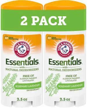 ARM & HAMMER Essentials Deodorant 2.5 oz 2 Ct, Fresh Rosemary Lavender, with Natural Deodorizers ARM & HAMMER Essentials Deodorant 2.5 oz 2 Ct, Fresh Rosemary Lavender, with Natural Deodorizers