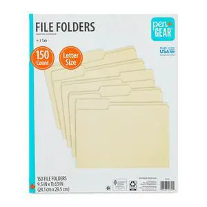 Pen+Gear File Folders, Manila, Letter, 1/3 Cut, 150 Count Pen+Gear File Folders, Manila, Letter, 1/3 Cut, 150 Count