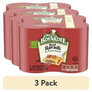 Chef Boyardee Beef Ravioli in Pasta Sauce, Ready-to-Eat Meal, 15 oz. Can (3 pack) (Pack of 4) Chef Boyardee Beef Ravioli in Pasta Sauce, Ready-to-Eat Meal, 15 oz. Can (3 pack) (Pack of 4)