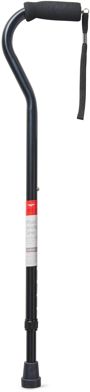 Equate Mobility Aluminum Offset Handle Cane with Foam Handle, Adjustable Height, Black Equate Mobility Aluminum Offset Handle Cane with Foam Handle, Adjustable Height, Black