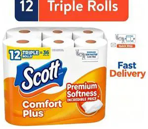Scott Comfort Plus Toilet Paper, 12 Triple Rolls Scott Comfort Plus Toilet Paper, 12 Triple Rolls