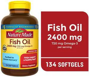 Nature Made Fish Oil Softgels, 2400mg per Serving, Omega 3 Fish Oil Supplements, 134 Count Nature Made Fish Oil Softgels, 2400mg per Serving, Omega 3 Fish Oil Supplements, 134 Count